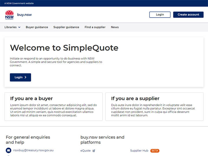 Screenshot of home page