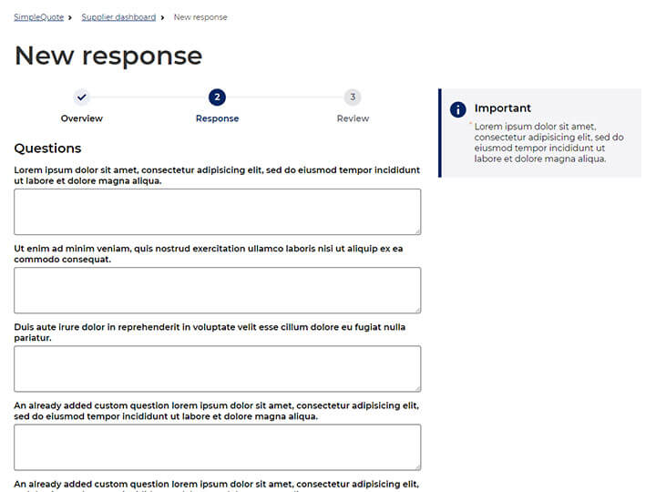 Screenshot of response page